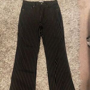 Reformation Georgia Pinstripe High Rise Flare Jeans